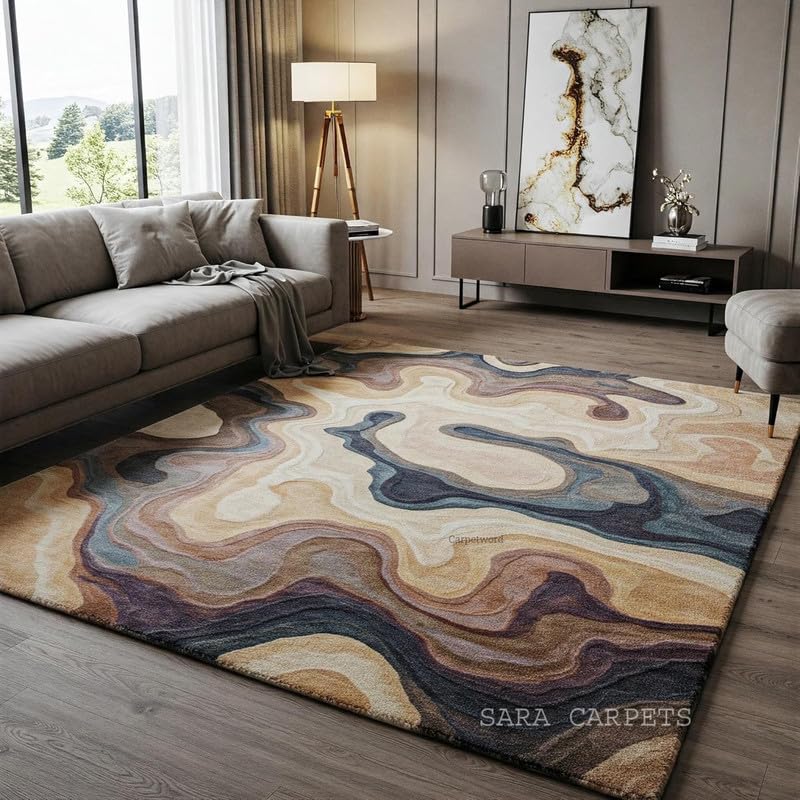 Image of Handmade Pure Wool Collection Home and Decor Carpet for Living Room. Bedroom. Hall Size 5 x 7 feet (150X210 Cm) Multi F117