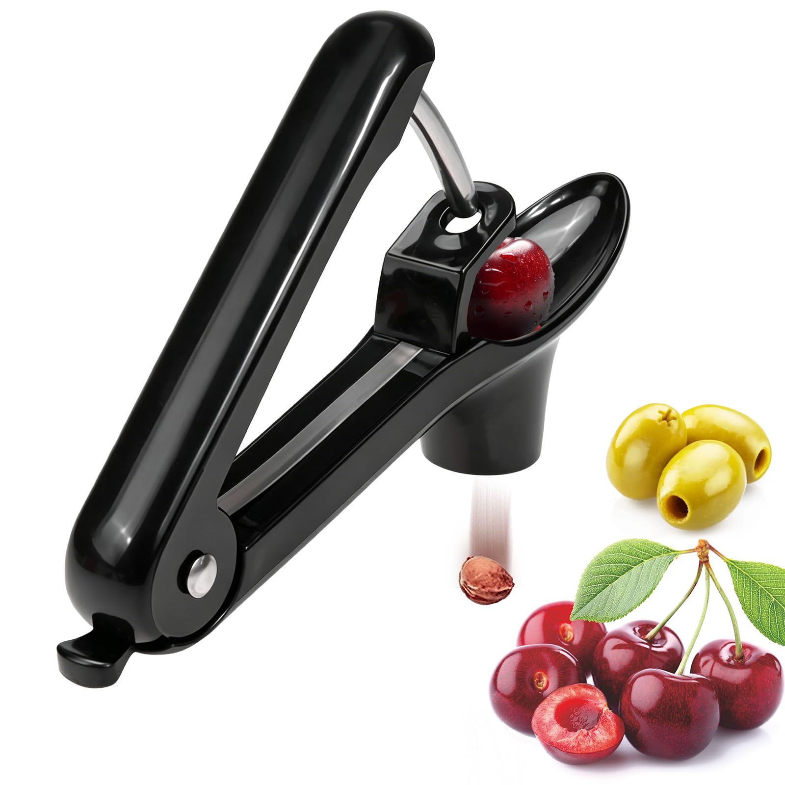 Dénoyauteur de cerises - Dénoyauteur de cerises et prunes - Dénoyauteur manuel pour fruits, cerises et baies de fruits - Noir