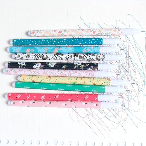 Miniatura 3 de 10 bolígrafos lindos con patrón de flores de dibujos animados, bolígrafos de gel de colores de 0.020 in, punta fina, bolígrafos de tinta de gel de