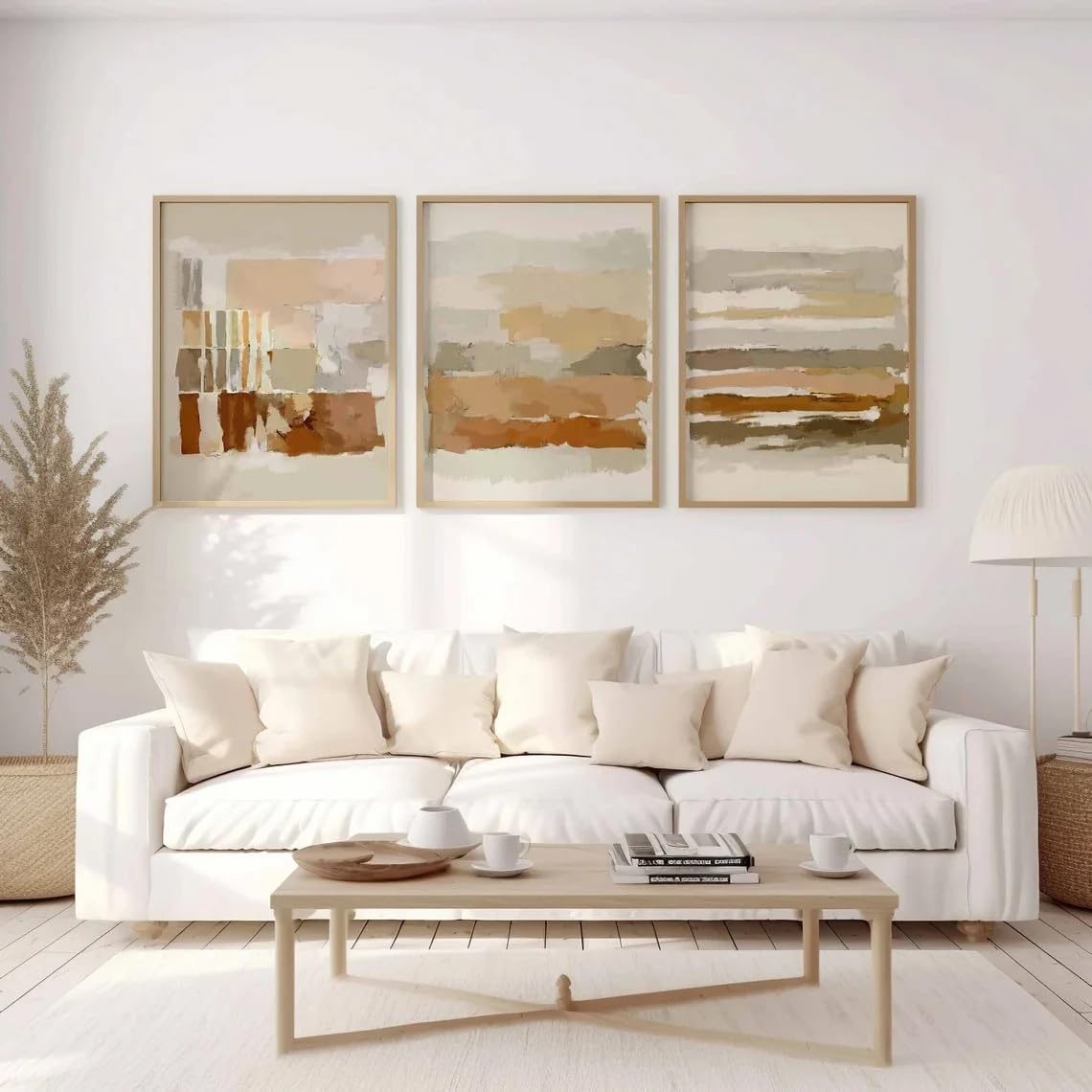 Ltjiajuypd Frameless Retro Poster Modern Neutral Abstract Canvas Print Painting Beige Earth Tone Nordic Wall Art Living Room(50X75cm-3Pcs)