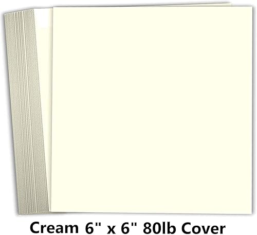 Miniatura 2 de Hamilco Papel de cartulina para álbum de recortes blanco crema de 6 x 6 pulgadas, 80 libras, cartulina, cartulina, paquete de 100 unidades