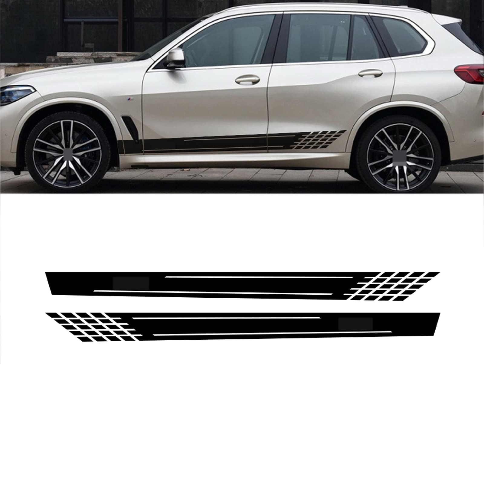 UNCLE LIAO Car Side Skirt For BMW X5 F15 E70 E53 G05 Auto Car Door Sticker Side Step Skirt.,Red