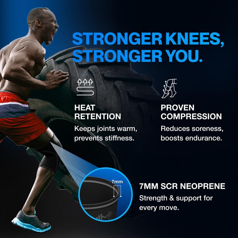 Image of Modvel 7mm Neoprene Knee Sleeves for Men & Women Weightlifting & Powerlifting - Compression Knee Sleeve Support for Squats, Gym, Training - USPA, IPL Approved - X-Large Red (Pair)