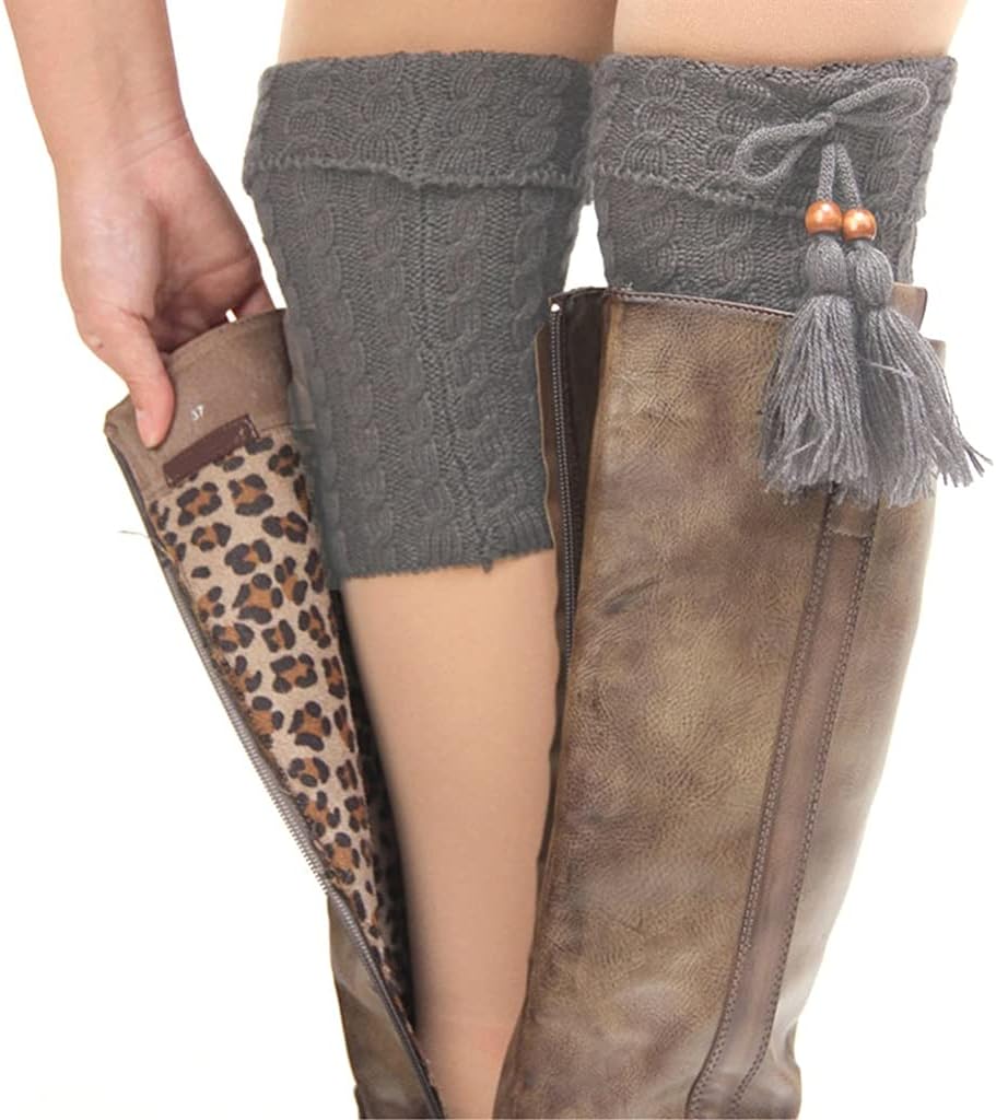 3ペア女性かぎ針編みブーツカフスニットトッパーブーツソックスウィンターレッグウォーマーロングソックス (色 : A, サイズ : 1