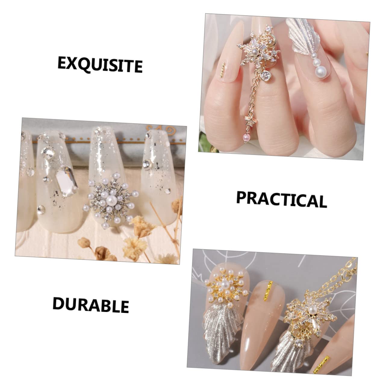 WOFASHPURET 4pcs Christmas Snowflake Nail Charms Nail Jewels Manicure Charms for Acrylic