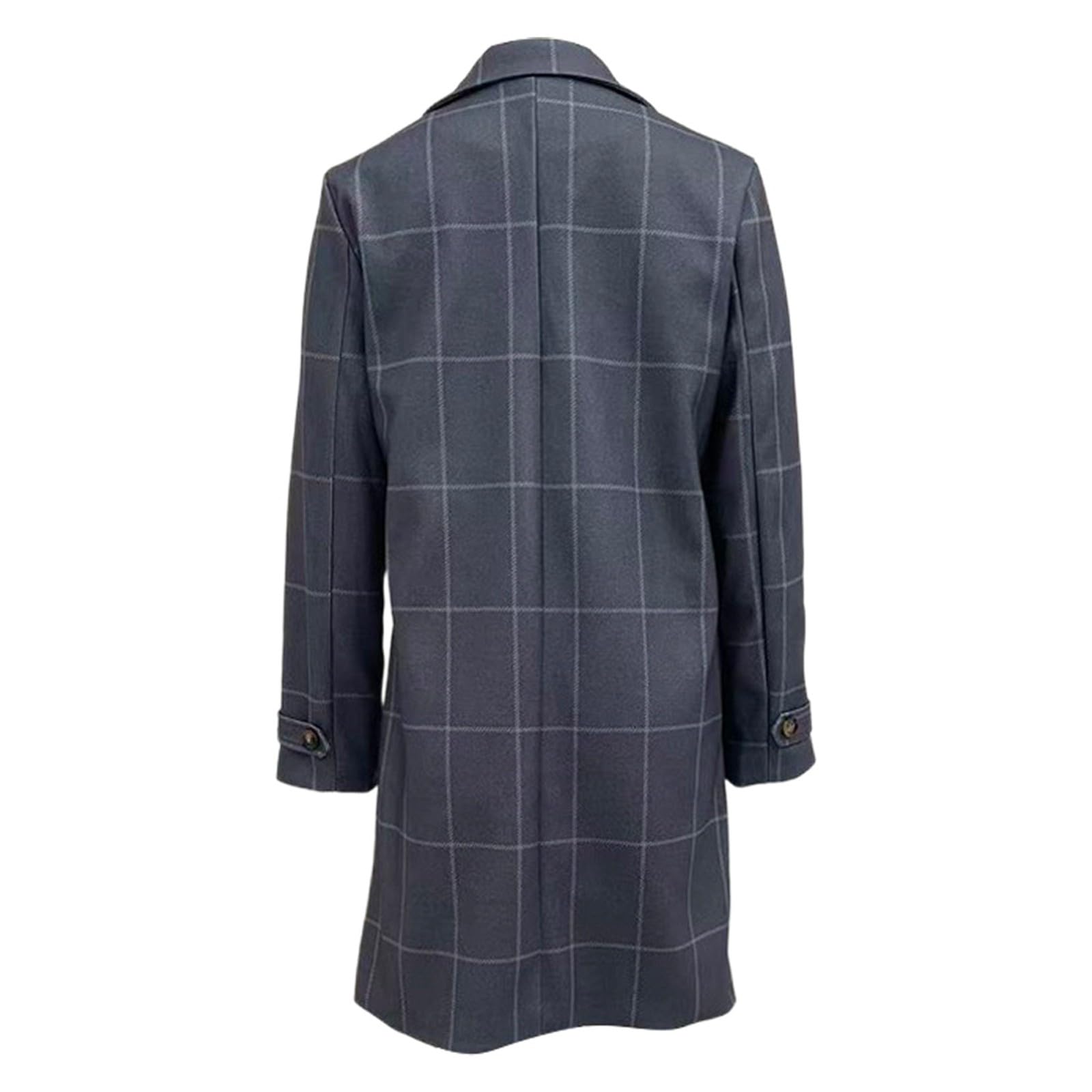 Generisch Manteau d'hiver pour femme - Veste à carreaux - Élégant - Trench à revers - Une rangée - Veste blazer longue chaude avec poches - Manteau d'hiver pour le travail, les loisirs, les vêtements