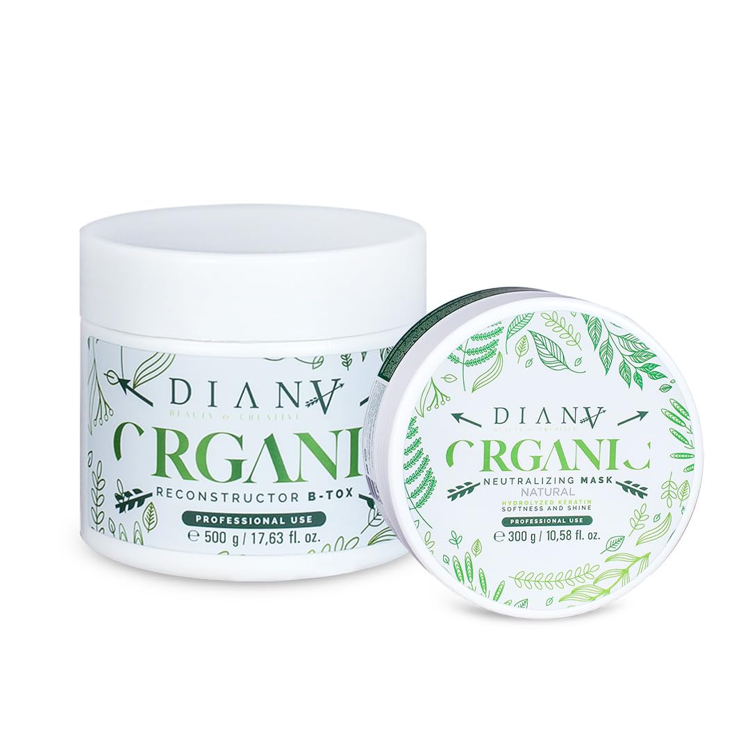 B-Tox für Haare und Haarmaske, Kleines Set, Haarkur mit Zusatz von Aldehydsäure und Kokosnussbutter, Haarregeneration, Haarpflege - Organic, 500g + 300g