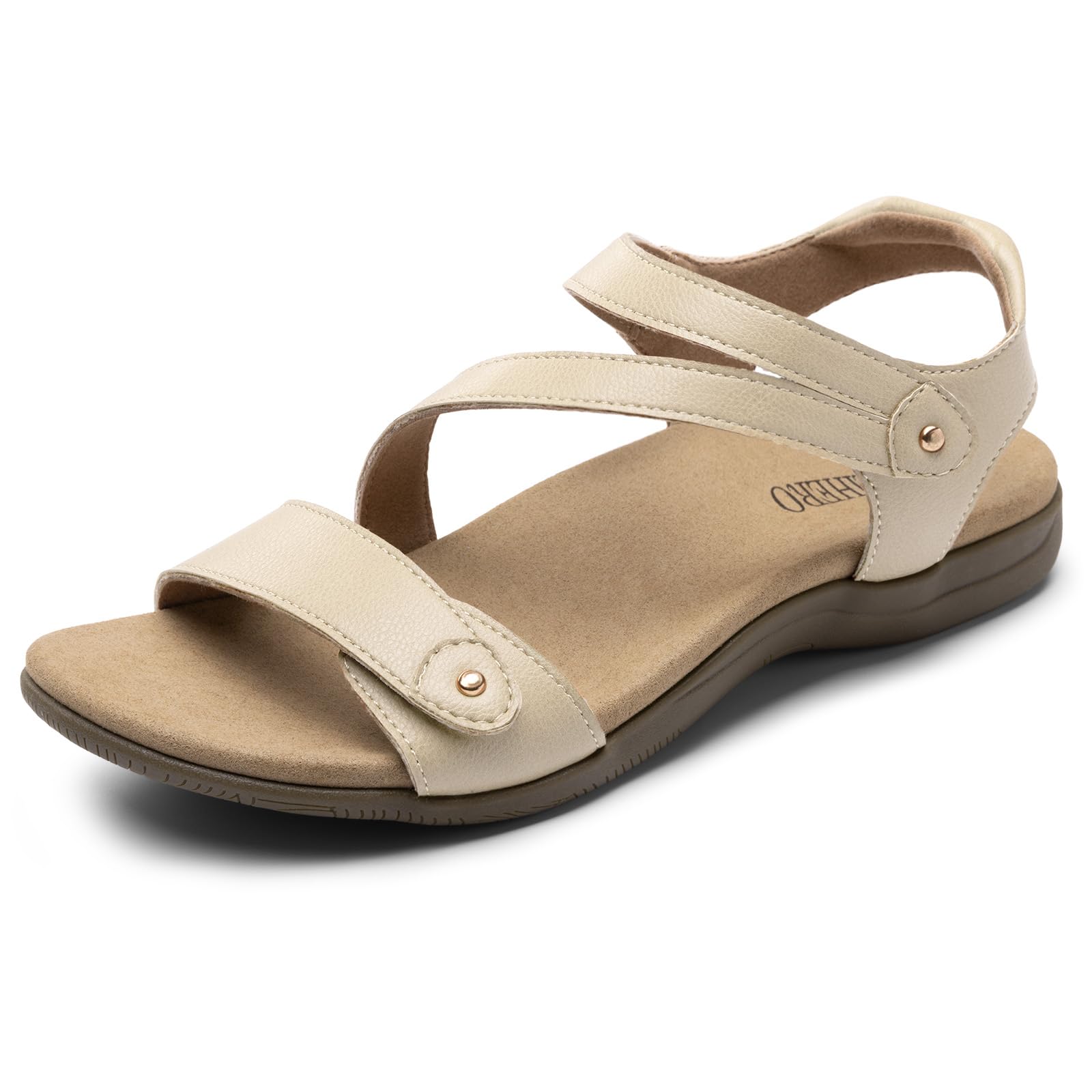 Orthopedic Sandals for Women Arch Support Comfortable Flat Sandals with Adjustable Strap for Summer Beach Walking