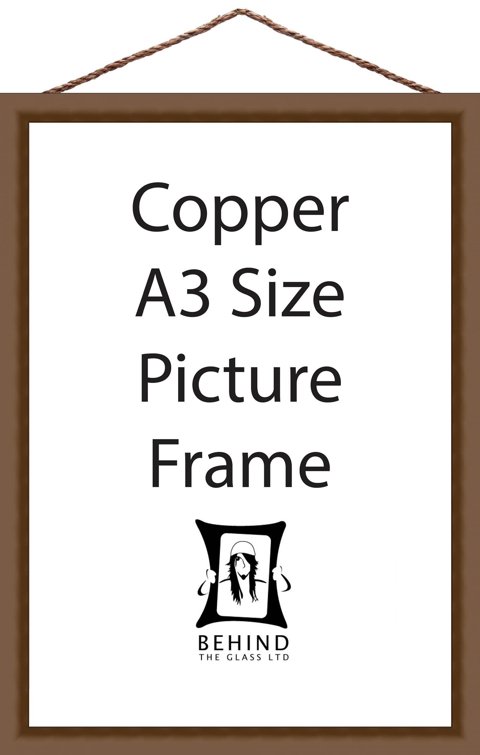 Behind The Glass - Hanging Handmade Copper Wooden Picture/Photo Frame - A3 Size