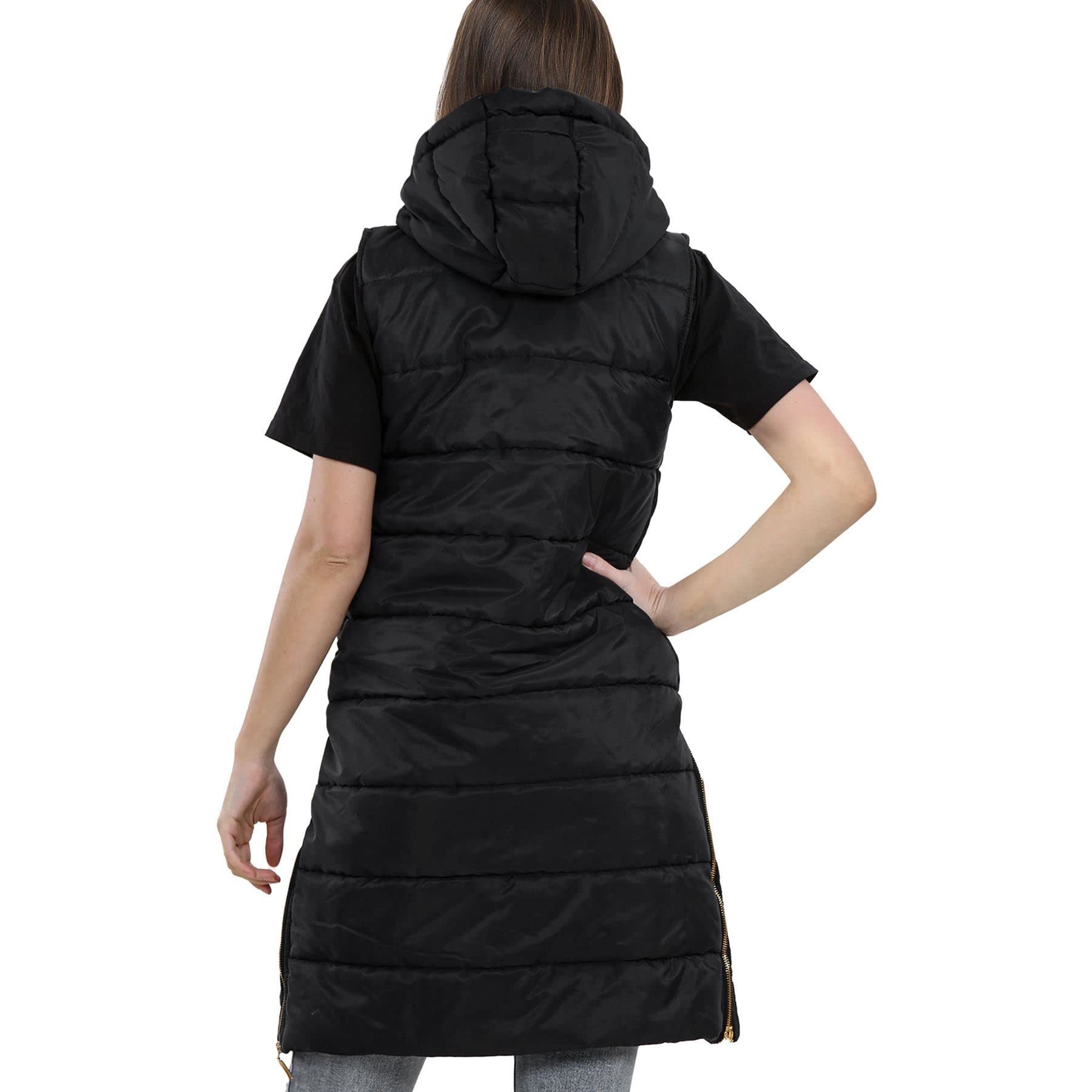 A2Z Kids Mädchen Runter Weste Mode Übergroß Mit Kapuze Gesteppt Gilet Gepolstert Lang Linie Weste Jacke Lang Ärmellos Mantel Alter 5-13 Jahre