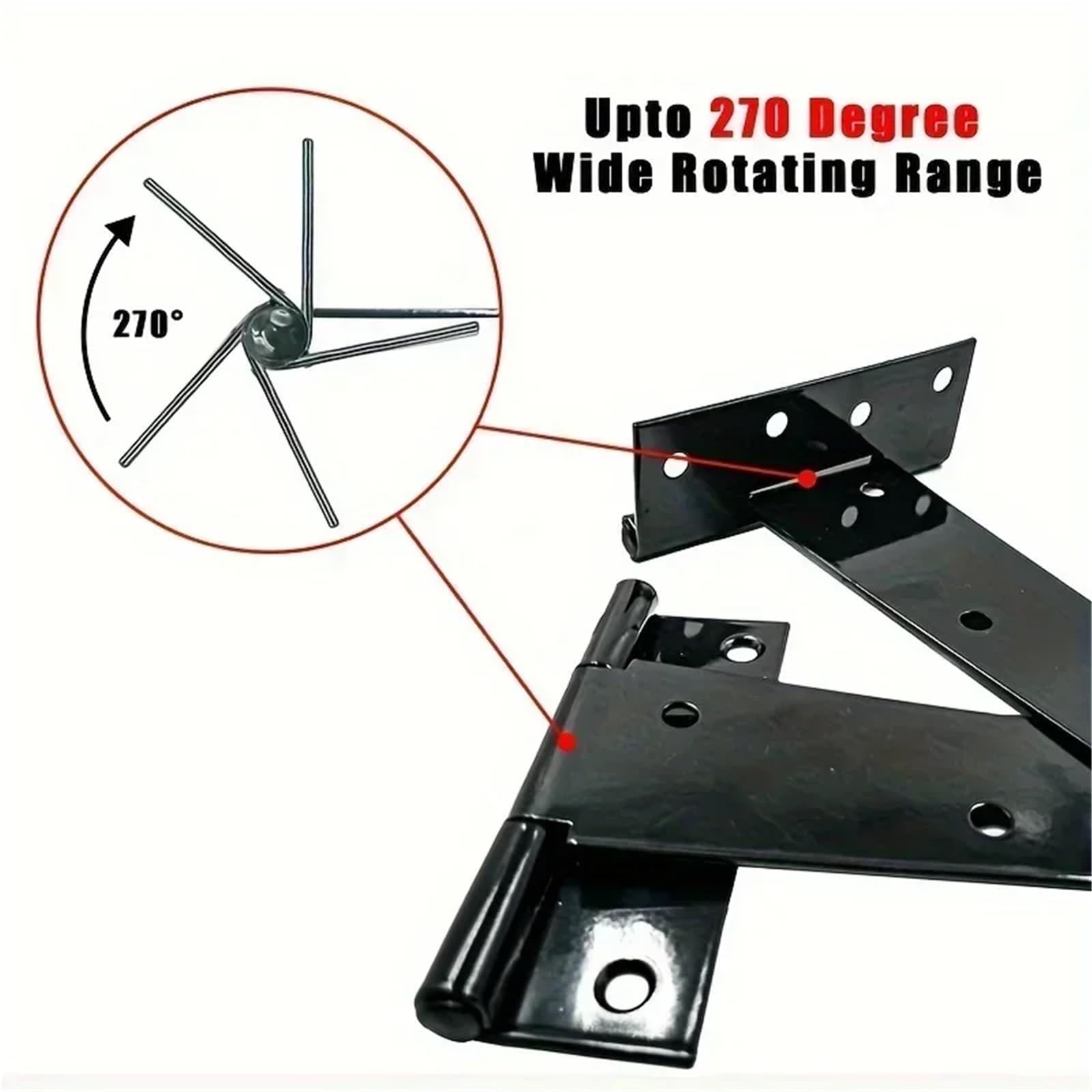 4 bisagras de puerta recubiertas de negro con tornillos for gabinete a prueba de herrumbre(20cm-8in)