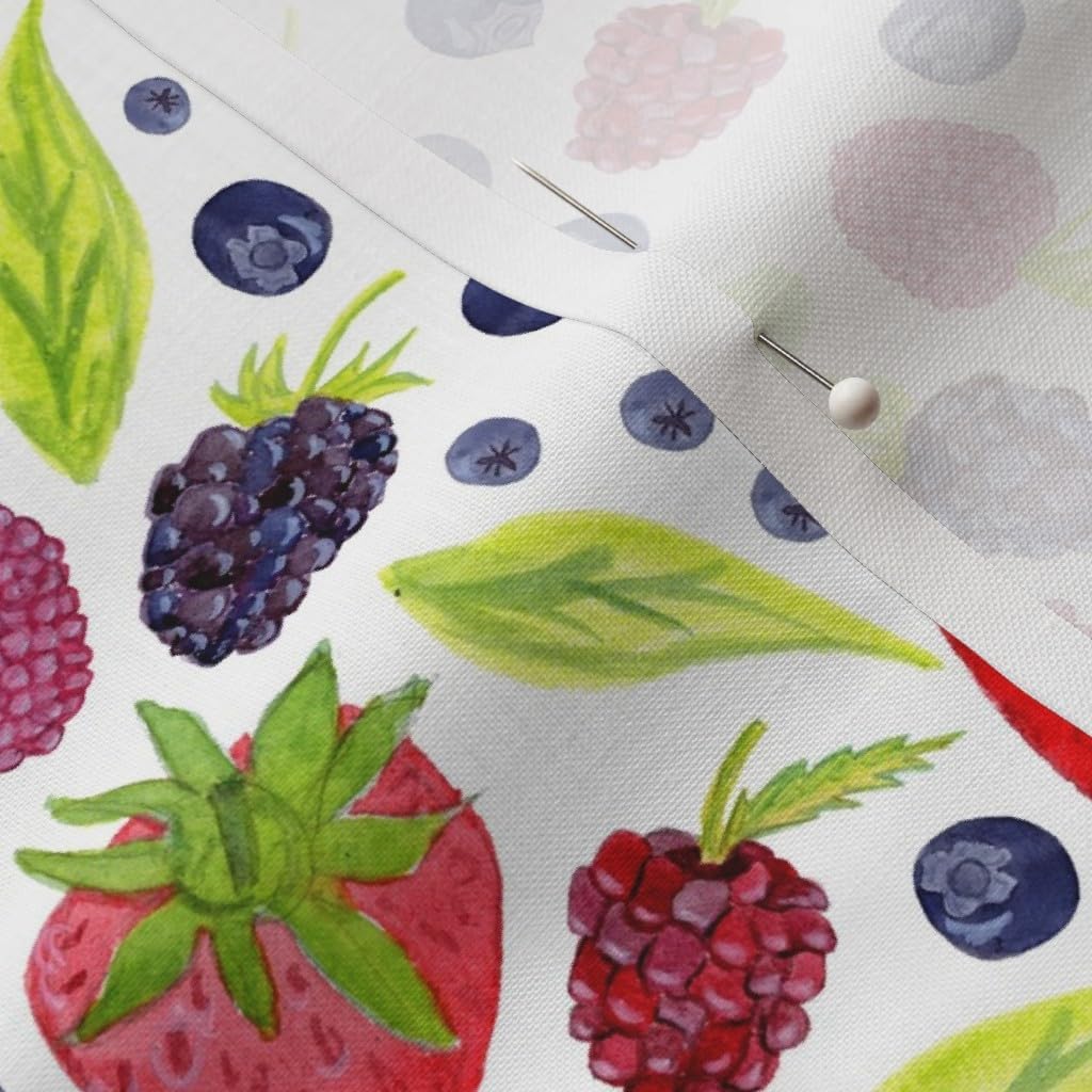 Spoonflower Fabric - Berries Strawberry BlackBerry Raspberry Blueberry Fruit Food Berry Printed on Petal Signature Cotton Fabric Fat Quarter - Sewing Quilting Apparel Crafts Decor