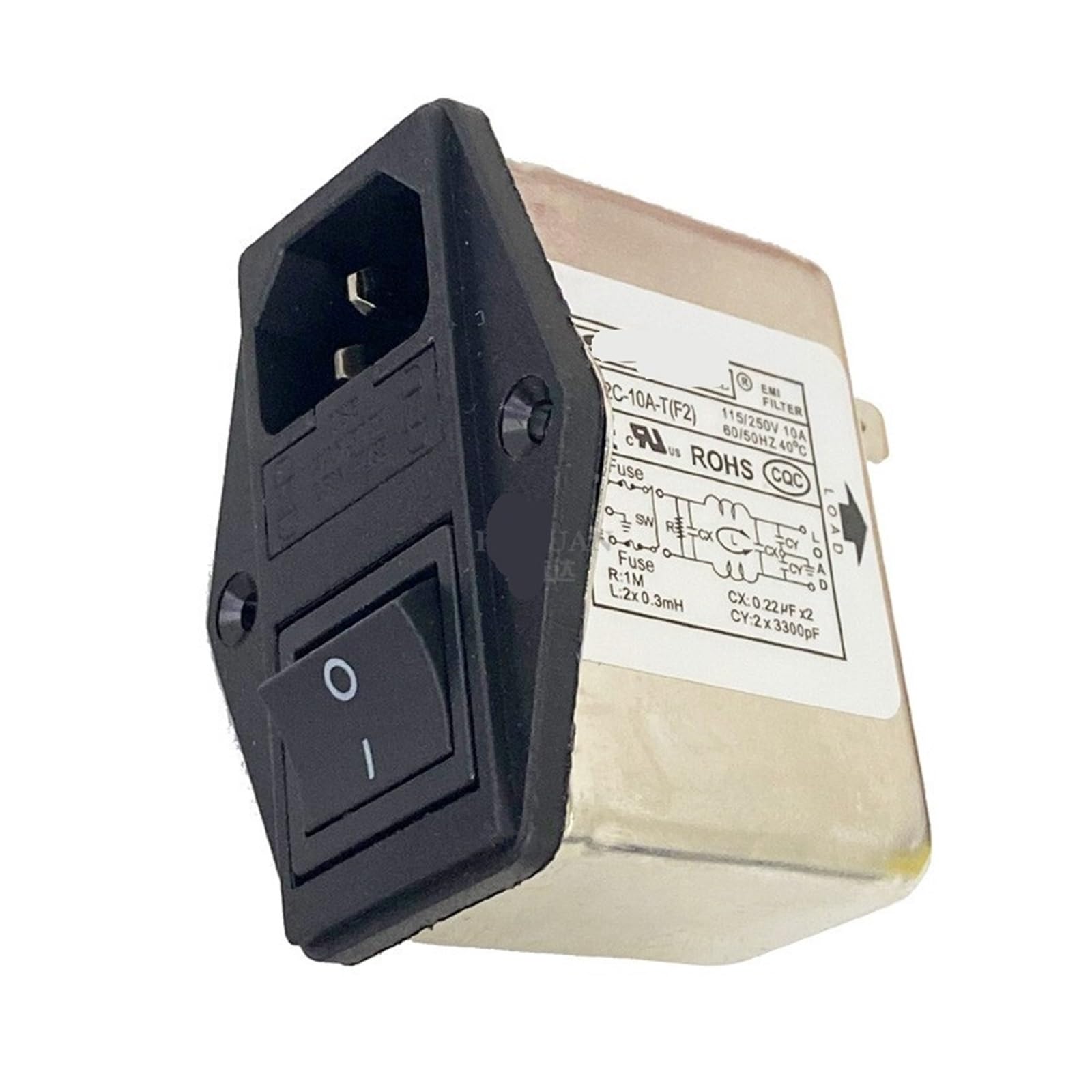1 Pcs AC Filter Socket with Switching Fuse Power Filter CW2C-10A-T CW2B 06 3(CW2C -10A -T -F2 Double insure)