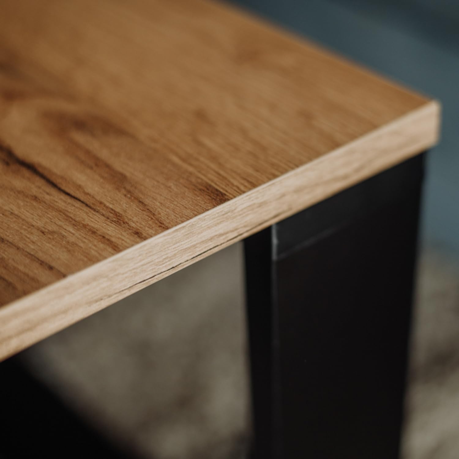 LEHMANN Wohnzimmertisch Holz, Couchtisch 2er Set in 2 Größen, Beistelltisch Holz, Wohnzimmer Tisch für Couch mit Schwarzem Gestell und Holzplatte, beistelltische fürs Wohnzimmer Set, Simple modern