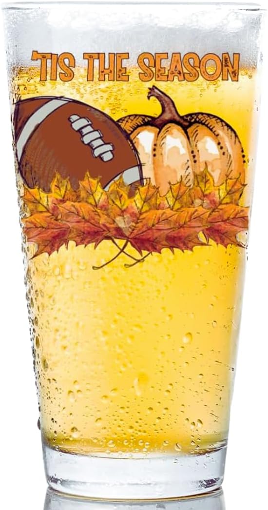 Toasted Tales Football, Fall, & Thanksgiving Seasonal Tableware Celebration 16oz Pint Glass