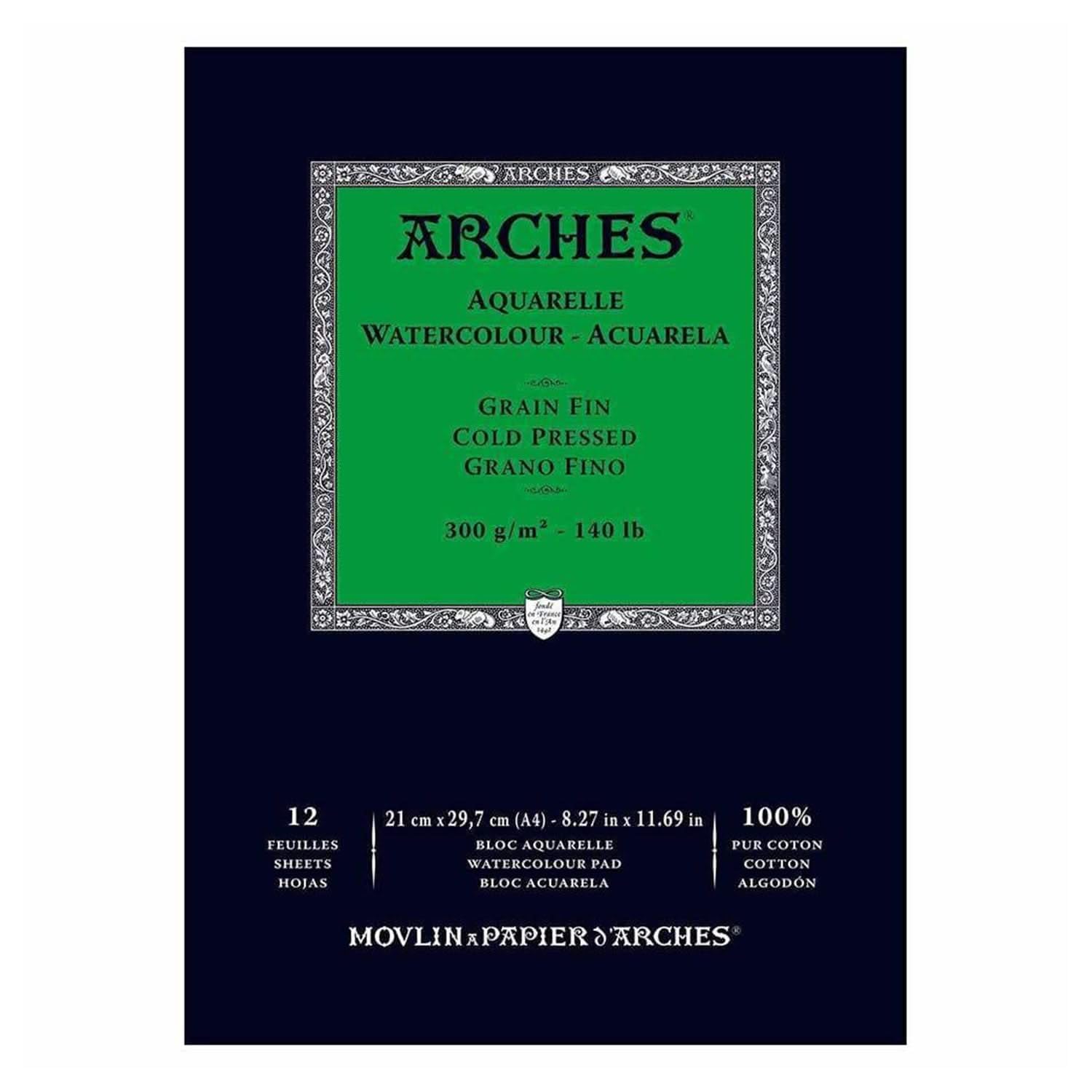ArchesA1795091 Enc 21x29,7 12H Aquarelle 100% Fine 300g NAT, White Natural