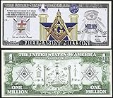 FreeMason Symbols Million Dollar Bill Masonic Square & Compass - Lot of 2 BILLS