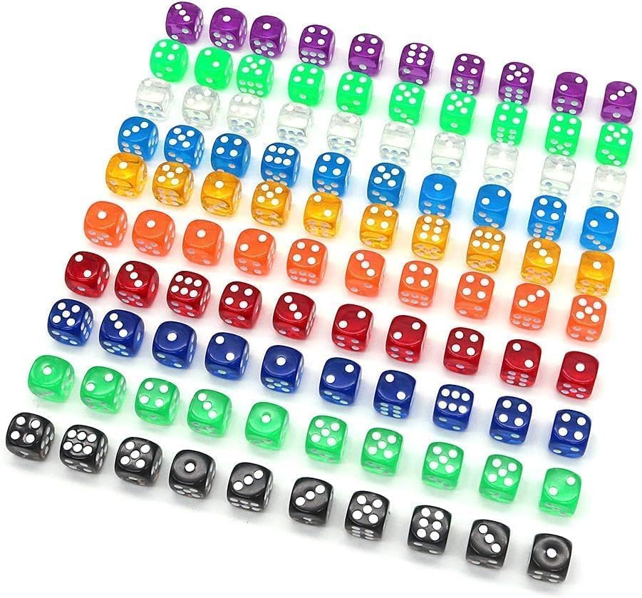 Firstly Traders 5 Pieces Dice Set Translucent Colors 6 Sided Round Corner Dice 14mm for Party Favours Supply - Image 4 thumbnail