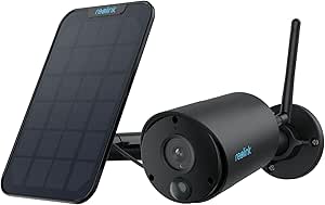 Reolink Solar Security Camera Outdoor, Smart Detection, Battery Operated Camera, 2-Way Audio, SD Card/Cloud Storage, 3MP 2.4Ghz WiFi Home Security Camera, Works with Alexa, Argus Eco-Black+Solar Panel asin的图片