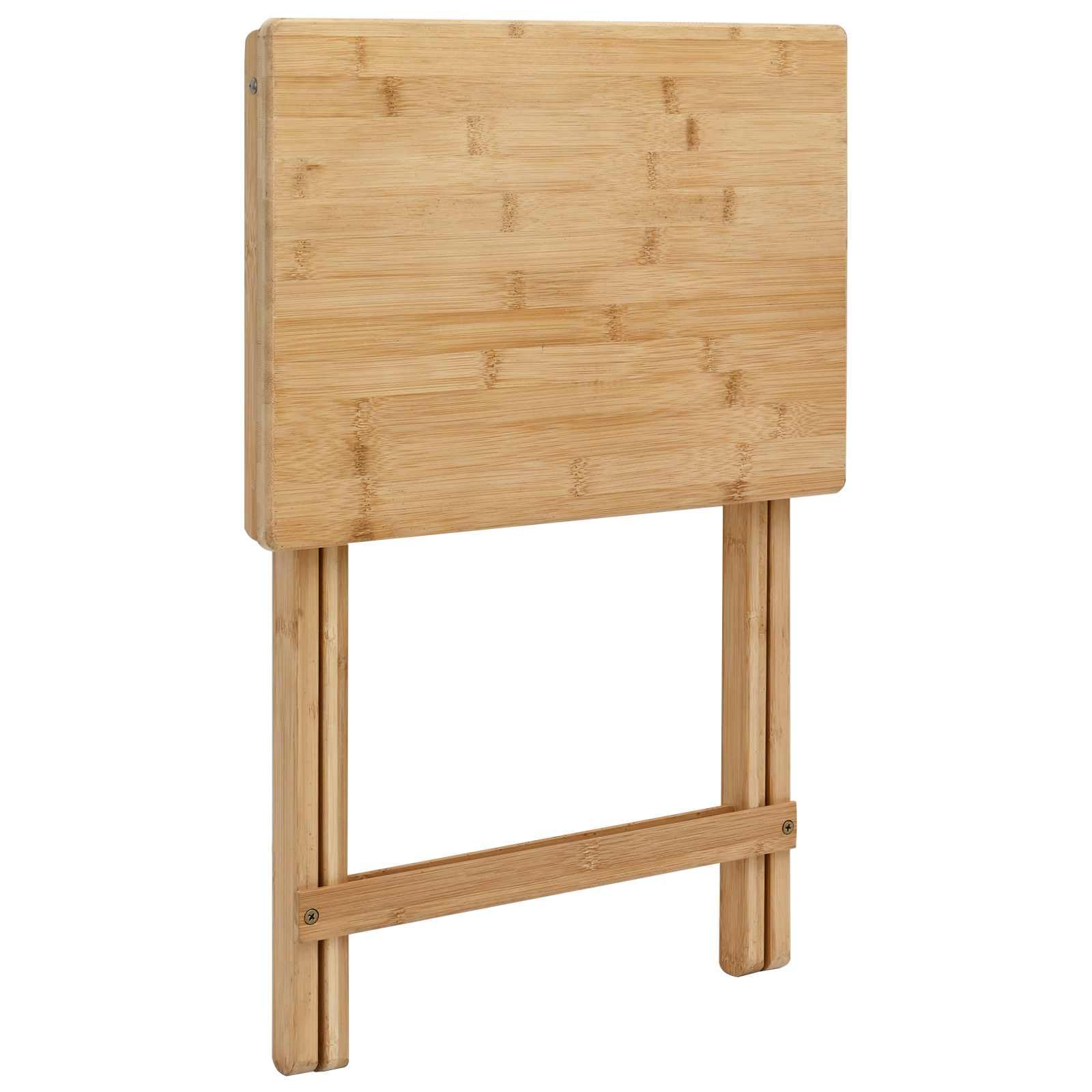 Stół kuchenny z naturalnego bambusa, 40 x 30 x 53,5 cm, składany, z nogami w kształcie litery X, do jadalni, salonu, na taras, balkon, zajmuje mało miejsca do jadalni ze schowkiem i stabilną