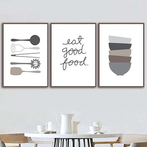 Miniatura 4 de Arte de pared de cocina nórdico come buena comida, arte de pared, utensilios de cocina, pósteres de cuchara, pala, cuenco moderno, minimalista,