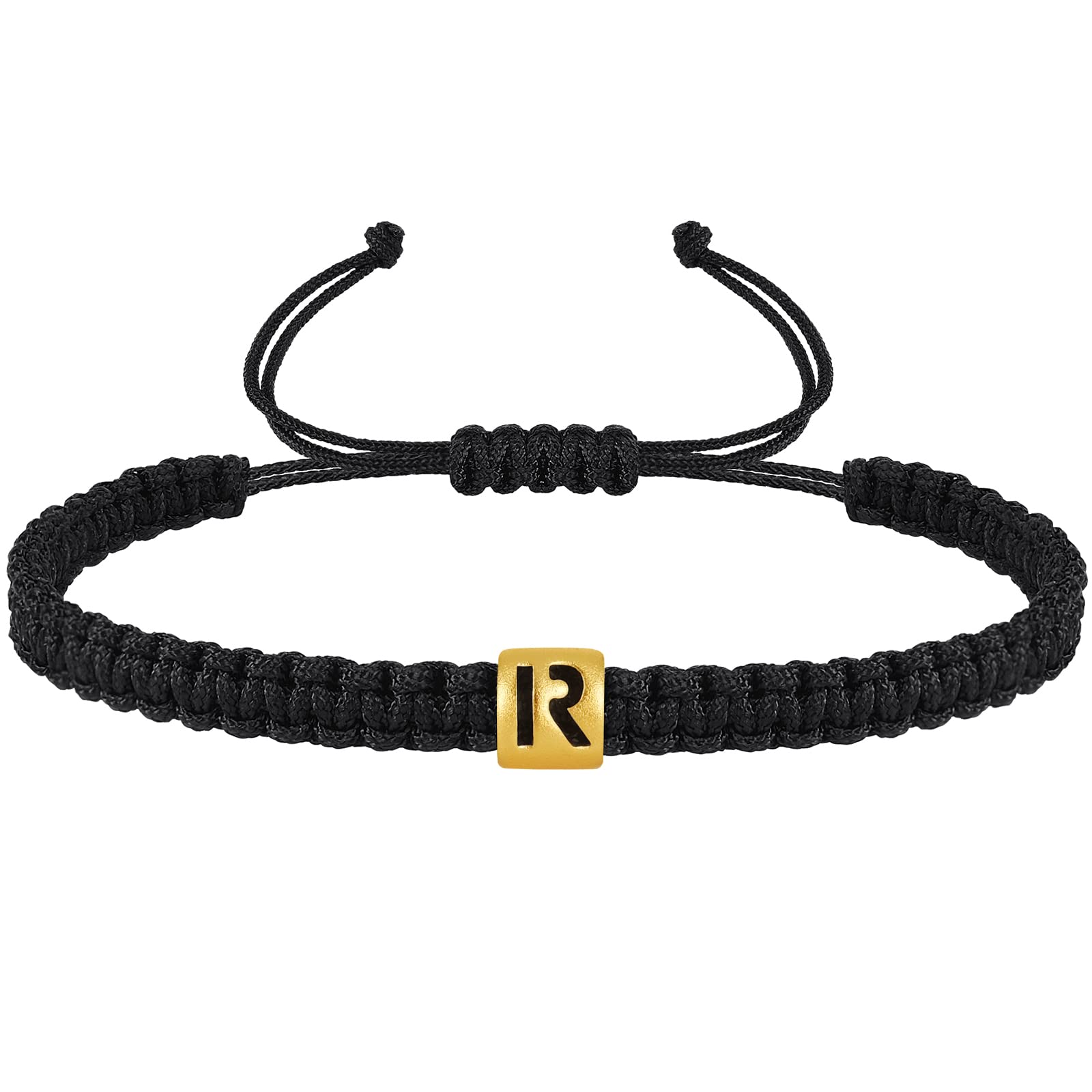 VIBILIA Initial Bracelets for Women Men Woven Rope Braided Letter Bracelet Gold 26 Alphabet Handmade Adjustable Black String Bracelet Jewelry Gifts -