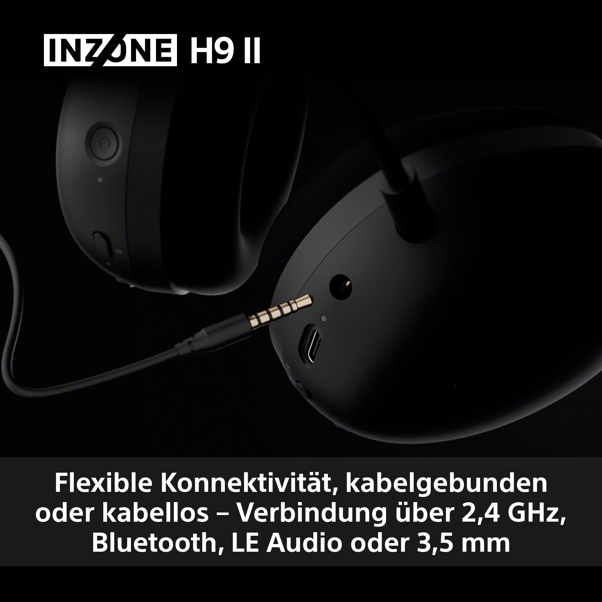 Sony INZONE H9 II Kabelloses Noise Canceling PC-Gaming Headset, Leicht, Anpassbarer Sound-EQ, Abnehmbares Kardioid-AI-Mikrofon, 30h Akku, 2.4GHz & Bluetooth, Soft Case Inklusive, Schwarz