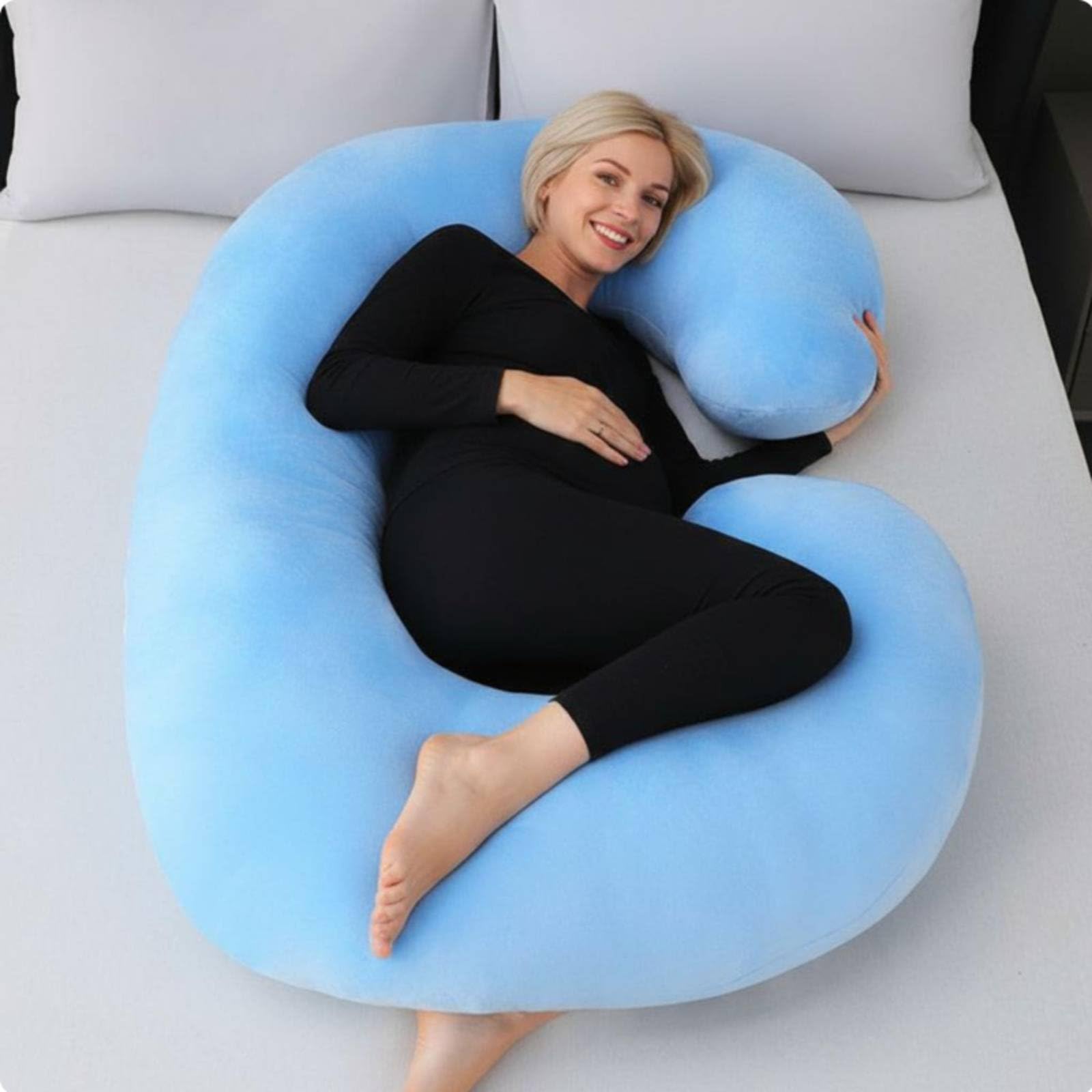 Cuscino Gravidanza U Sagomato Sostegno Ergonomico Multiplo Federa Vellutata Staccabile Riempimento Rinforzato Adatto a Donne Incinte Allattamento Sonno Rilassante, Rosa, 70x140cm