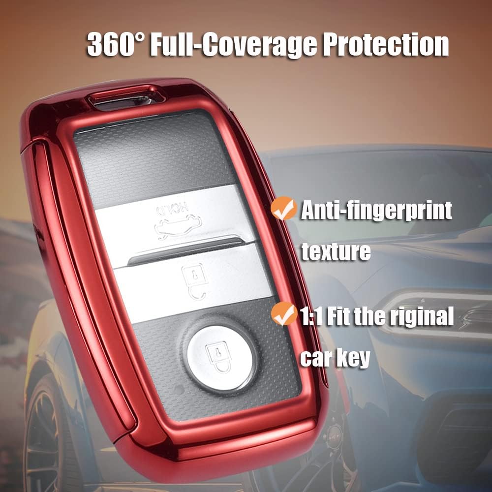 SANRILY Full Protection TPU 3/4 Buuton Key Fob Cover for Kia K5 2020 K3 K6 Optima Rio Rio5 Sportage Sorento Cerato Forte Key Keyless Smart Key Case Shell with Keychain Silver