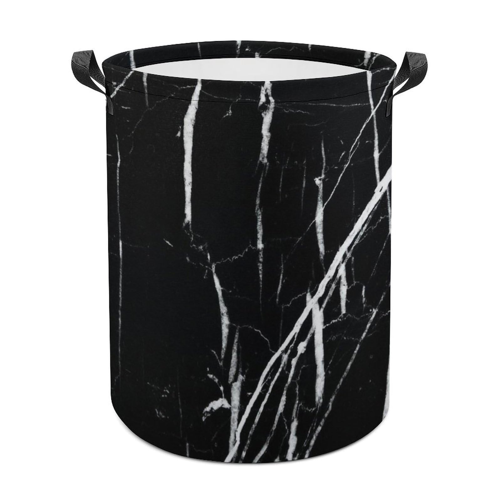 Wlntrophic Laundry Hamper, Black Marble Laundry Basket, Washing Basket with Handle