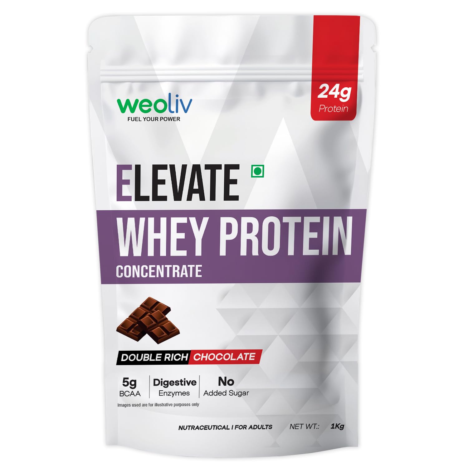 Elevate Whey Protein Concentrate 1kg Double Rich Chocolate | 24g Protein per Serving | NABL Lab Tested | Low Carb, Fast-Absorbing Whey Protein Powder with Digestive Enzymes for Muscle Growth & Recovery-image-18