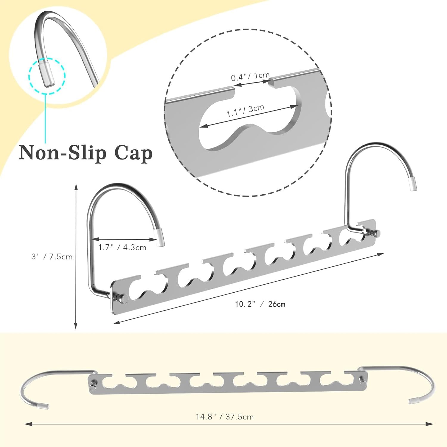Space Saving Hangers - 20 Pack Metal Magic Closet Organizer, Stainless Steel Hanging System for College Dorm Room Essentials