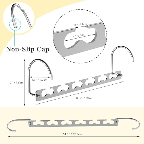 Miniatura 5 de Perchas que ahorran espacio, paquete de 20 perchas mágicas de metal, organizador de perchas para armario, perchas que ahorran espacio, organizador