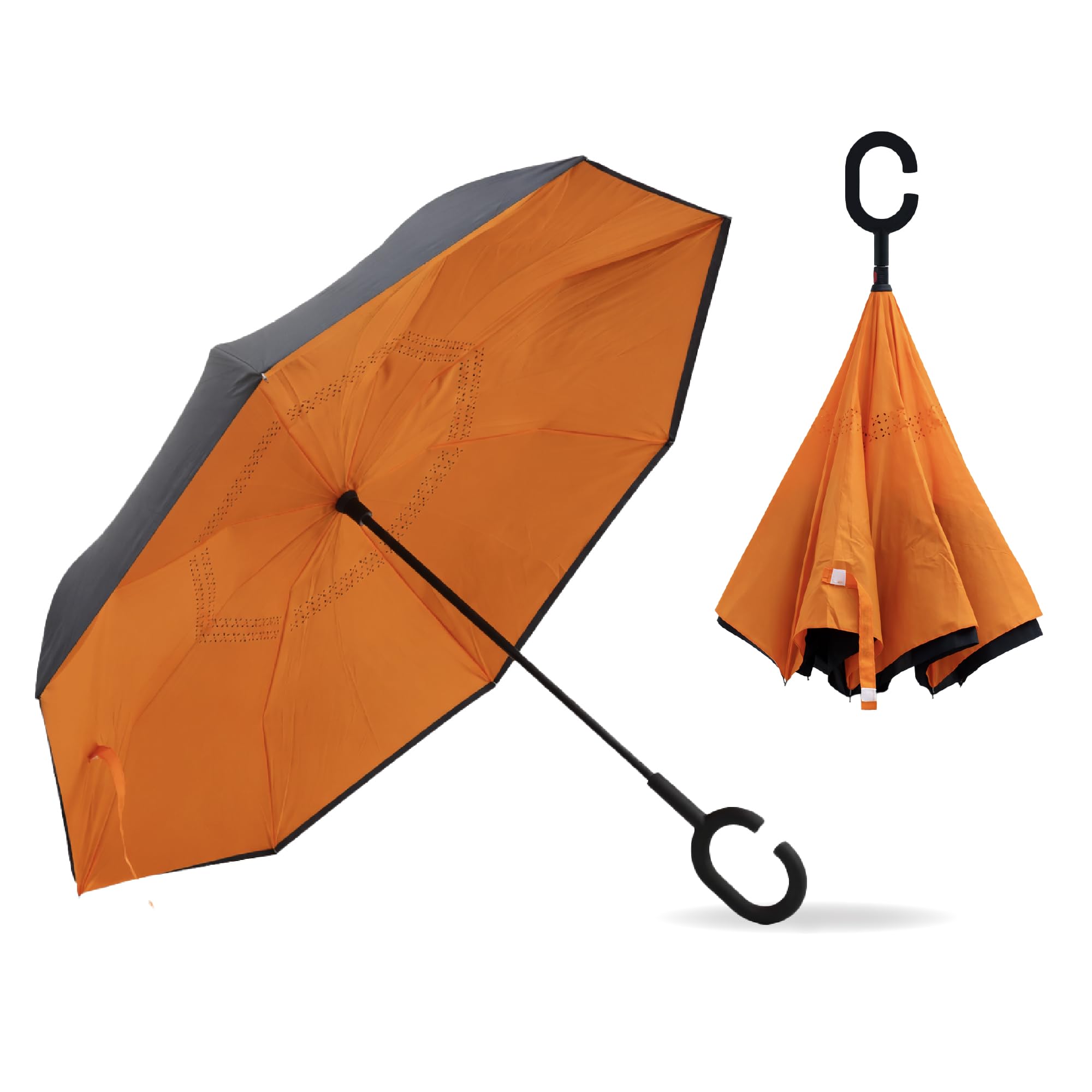 Robustt 48 inch Reversible Big Size Umbrella for Rain| Manual Open/Close | Windproof Double Layer Fabric with Air Vents | C Hook Handle | Reverse Folding Umbrella for Easy Car Use-image-3
