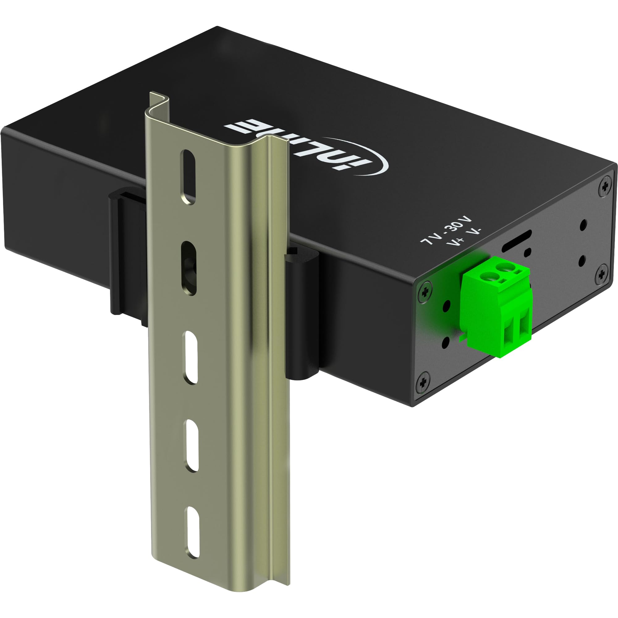 Inline Hub industriale USB 3.2 Gen.1 con 4 porte, alloggiamento in alluminio, montaggio su guida DIN, hub USB attivo con alimentatore, 5 Gb/s, 35396A