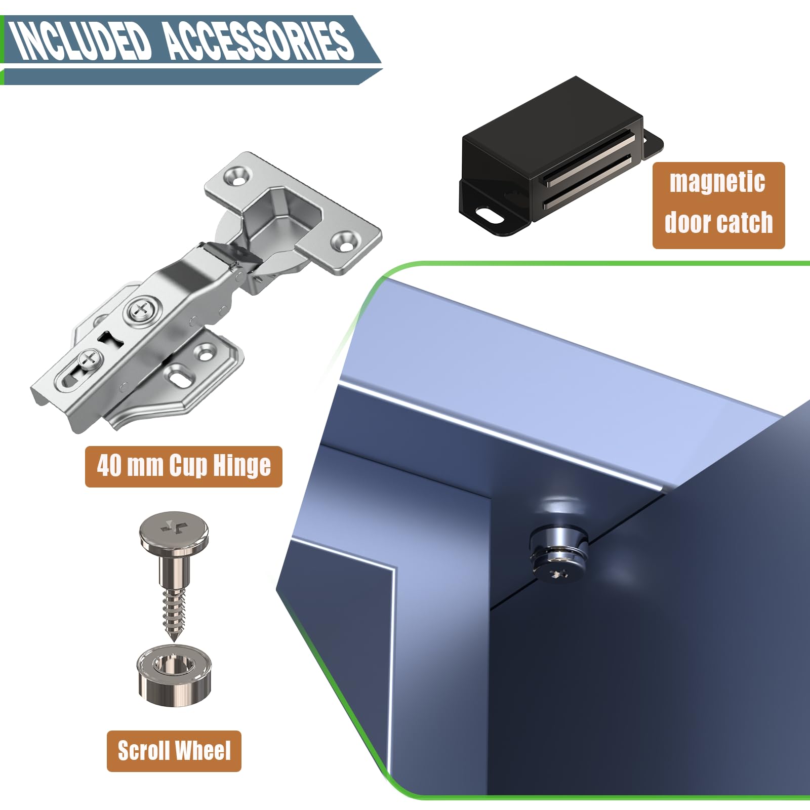 Kit de herrajes para puerta deslizante de bolsillo para gabinete, 12 pulgadas/300 mm, sistema de bisagras de puerta corredera insertadas para puertas ocultas de armarios y armarios, solución de ahorro