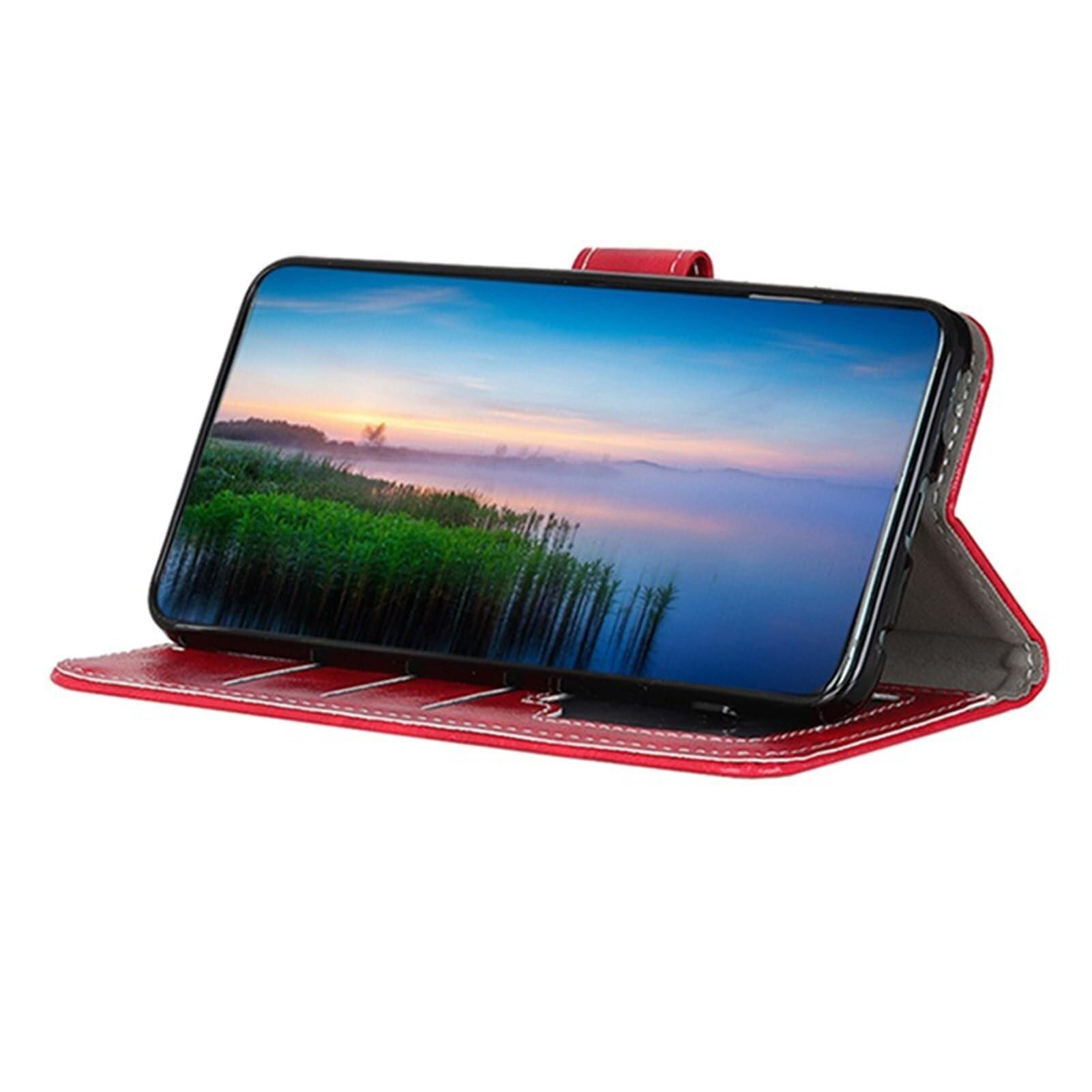 Custodia Flip per Samsung Galaxy S24 Ultra/S24 Plus/S24, Cover in Pelle con Stampa Crazy Horse Protezione con Chiusura Magnetica Custodia Sottile (Color : Black, Size : S24)