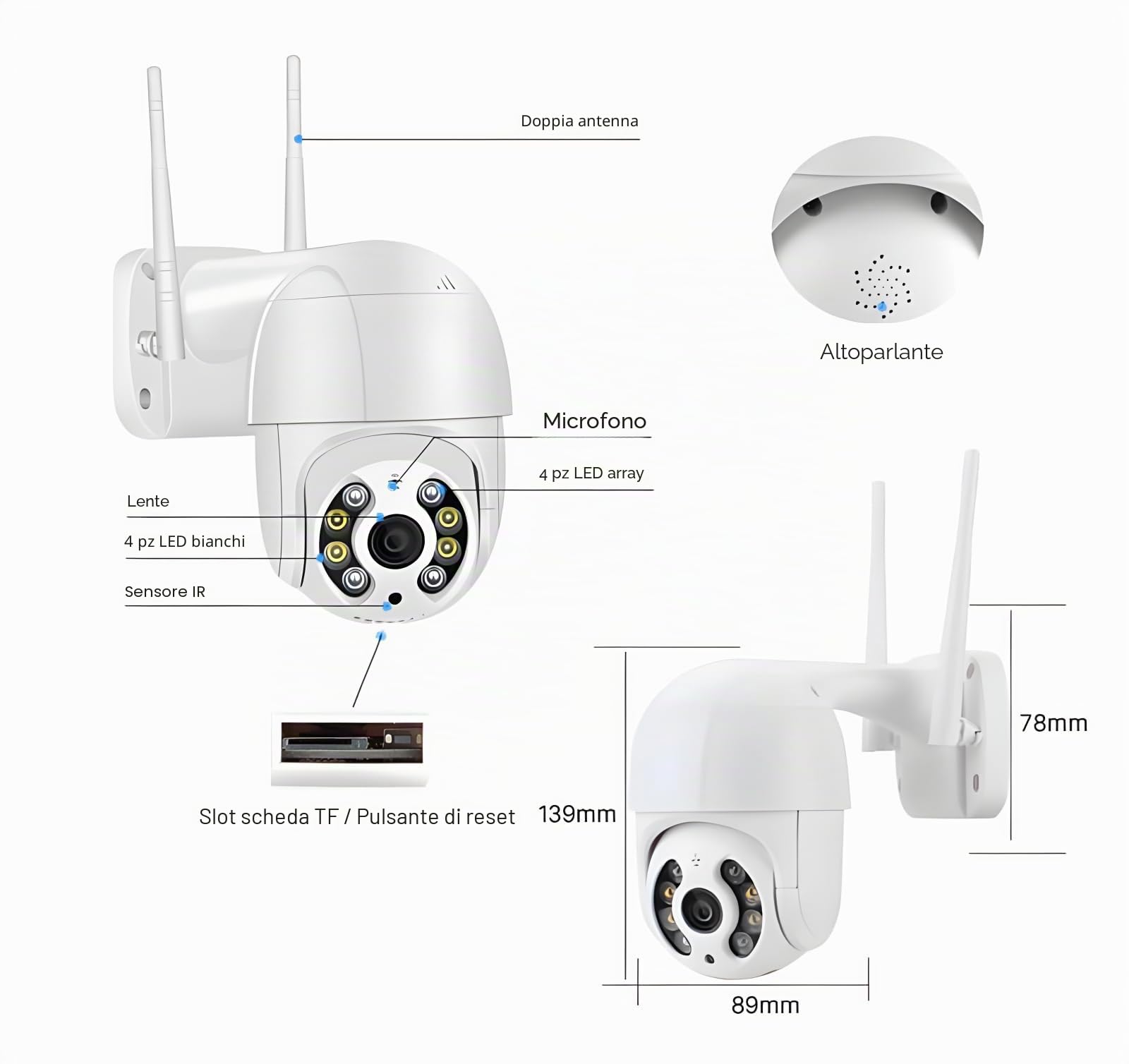 Sistema di allarme GSM/WLAN completo con telecamere di sorveglianza, sistema di allarme TECPEAK casa, sicurezza domestica, con telecamera esterna 1080P