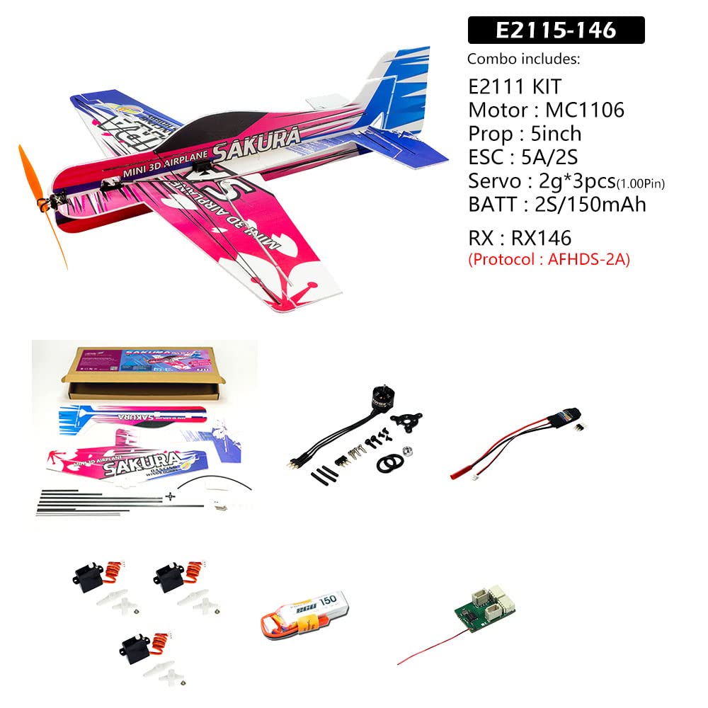 RC PP pianka Micro Indoor 3D F3P Samolot SAKURA sterowany radiowo samolot elektryczny 420 mm rozpiętość skrzydeł nieoprawiony trzeba zbudować (E2115-146)