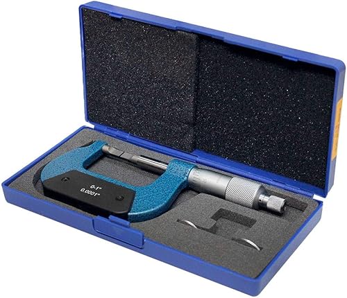 DBM IMPORTS Marco de metal sólido de 0-1 pulgada micrómetro de hoja exterior 0.0001 pulgadas de grosor de la hoja de graduación 0.030 pulgadas