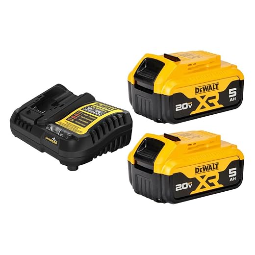DEWALT 20V MAX Battery Charging Kit, Includes 2 Batteries, 5Ah, Includes Small Storage Bag (DCB205-2CK),Black