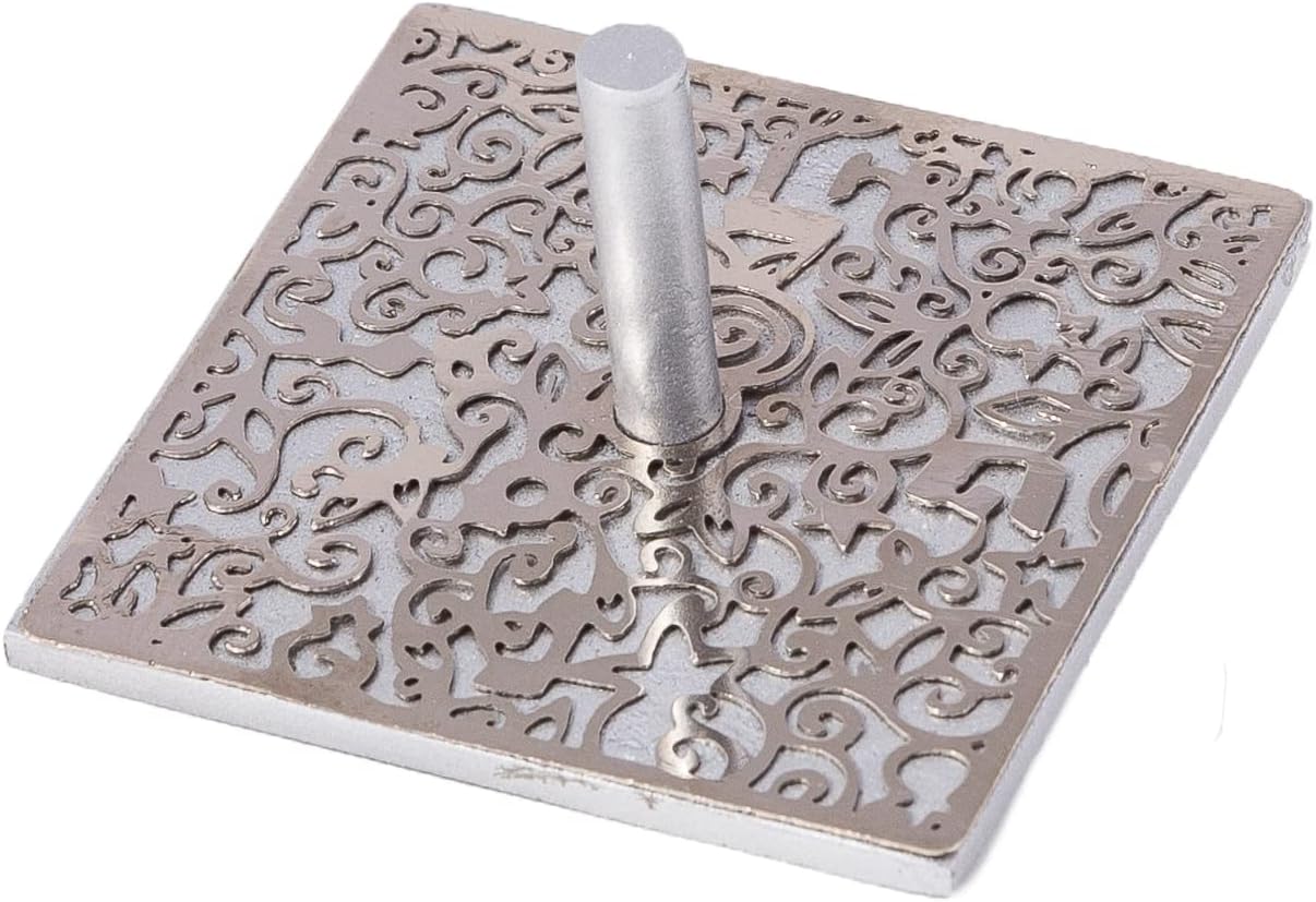 Yair Emanuel Hanukah Dreidel Decorative Flat Anodized Aluminum Cutout Design (Silver)