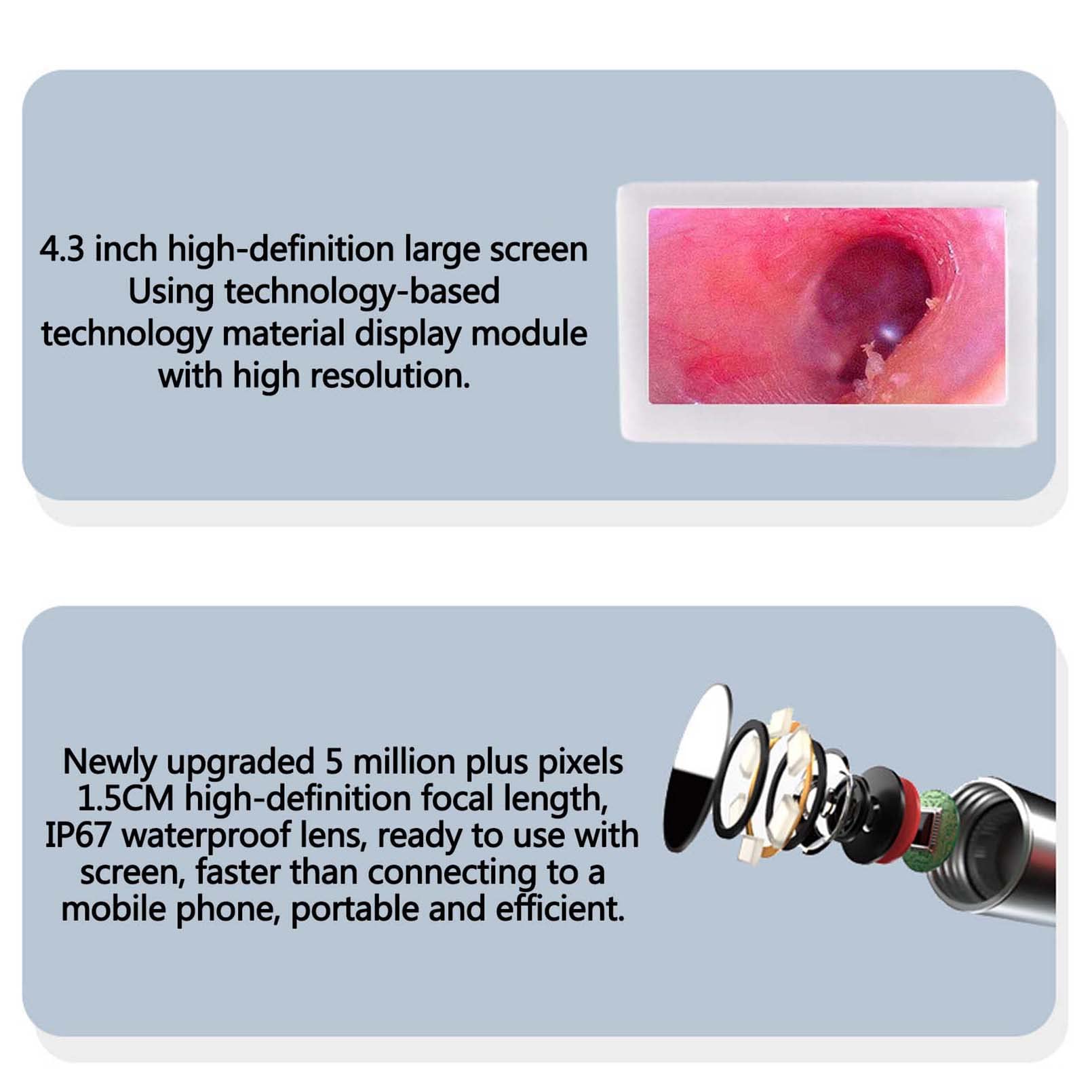 CUTTE Otoscopio Limpiador de Oídos,Herramienta de Endoscopio de Oído Otoscopio USB，Limpiador de Oídos Endoscopio Camara con 4 Luces LED para Niños, Adultos, Negro