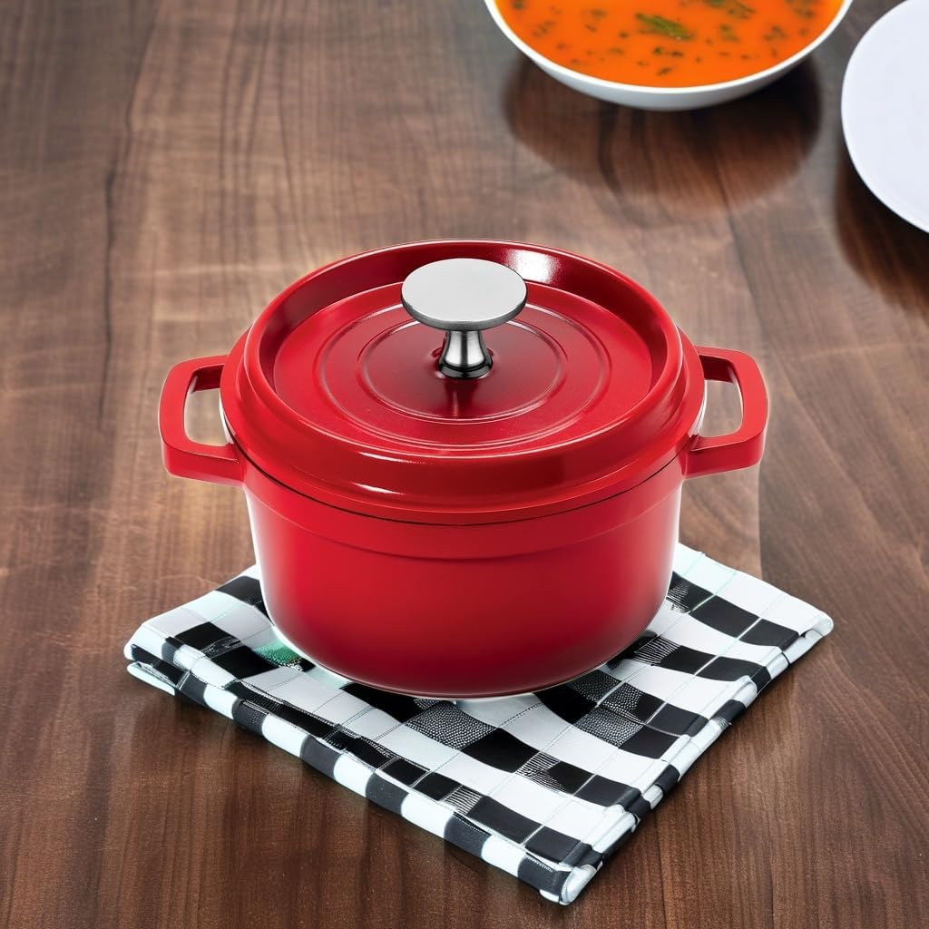 G.E.T. Energy-Efficient Dutch Oven, Cast Aluminum, Round, 24 Ounce, Red