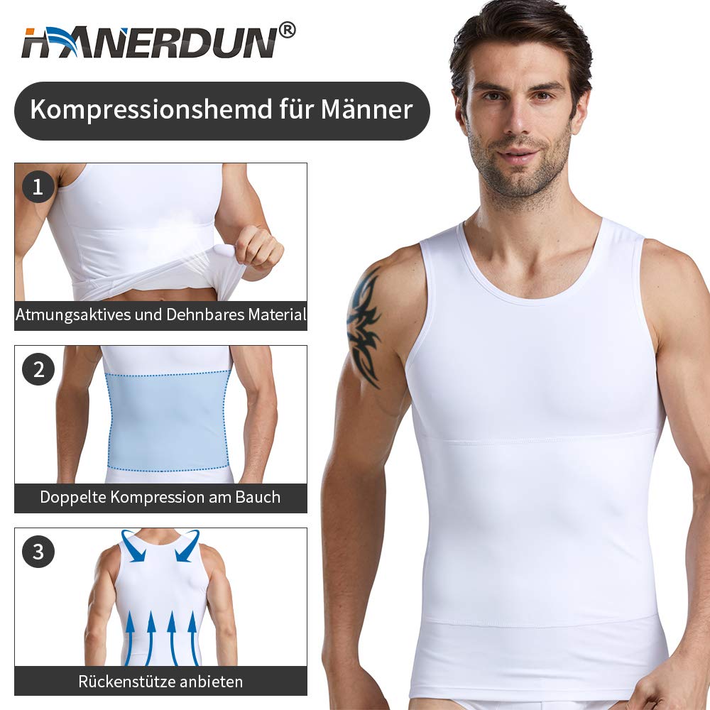 HANERDUN Débardeur Gainant pour Hommes sans Manches Chemise Minceur Compression Abdo Contrôle Faire Le Ventre Plat