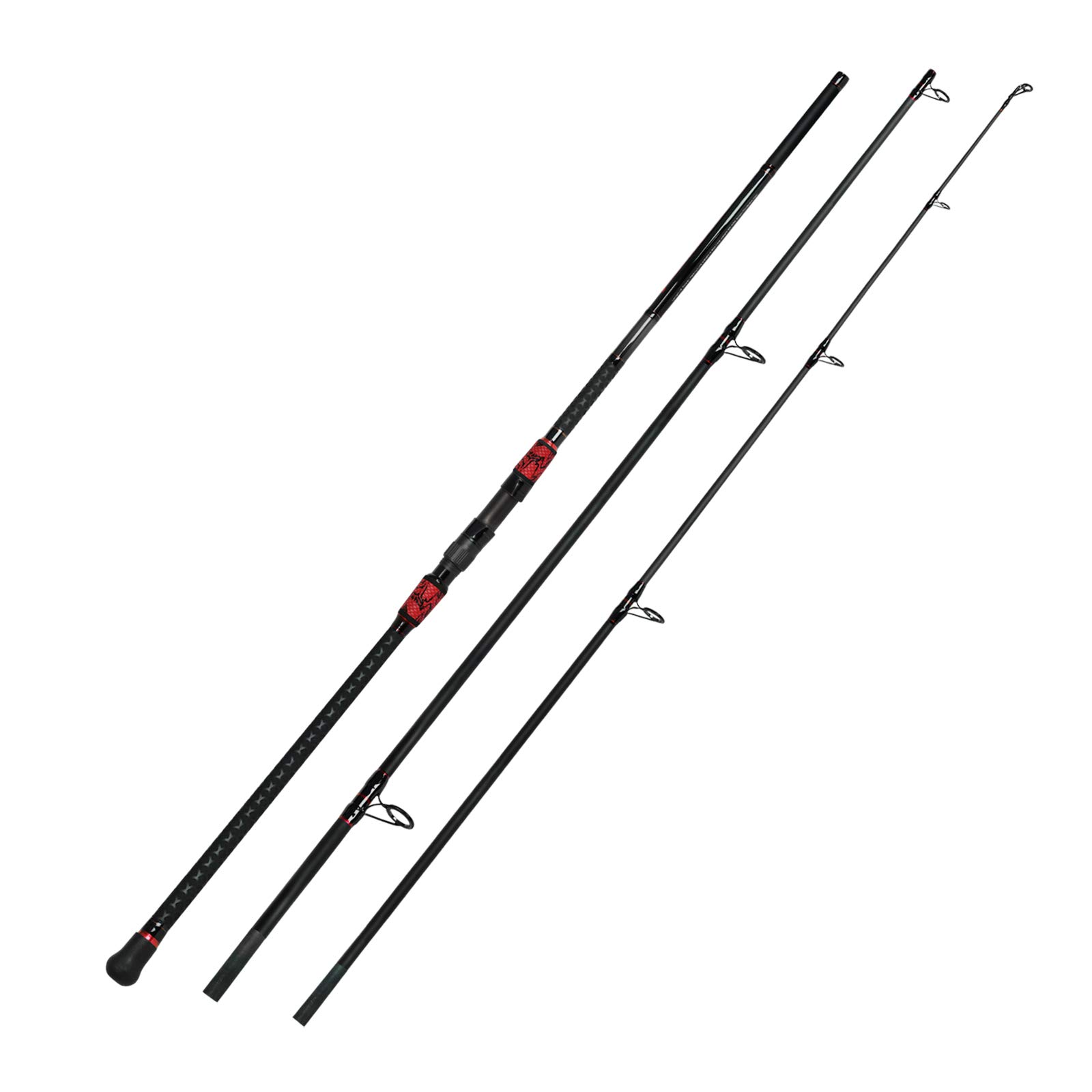 Fiblink Surf Spinning Fishing Rod Graphite Travel Fishing Rod (Red, 15 Feet - 3Pcs)