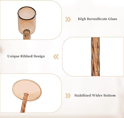 Miniatura 5 de Glasseam Portavelas de cristal marrón juego de 4 portavelas de otoño, portavelas altos para velas cónicas, portavelas decorativos para centro de