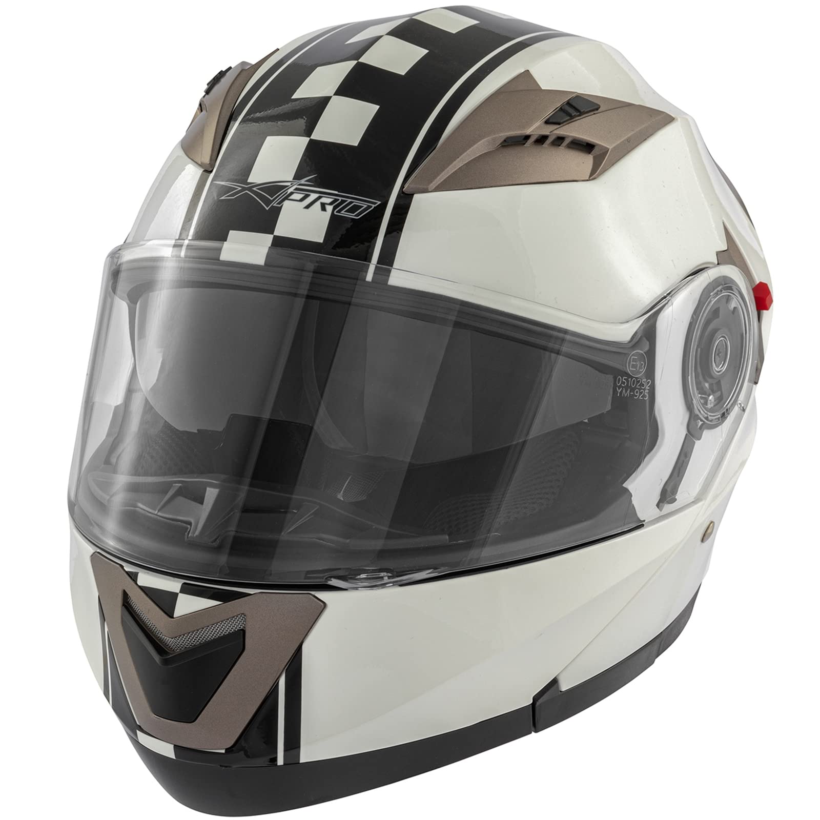Casco Modulare Moto Doppia Visiera Touring Grafica ECE 22 Omologato Bianco M