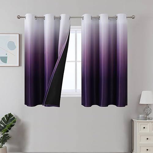 Miniatura 11 de Estelar Textiler Cortinas Opacas con Degradado para Sala de Estar de 84 Pulgadas de Largo, Cortinas de Ojales Ombré con Aislamiento Térmico de Gris
