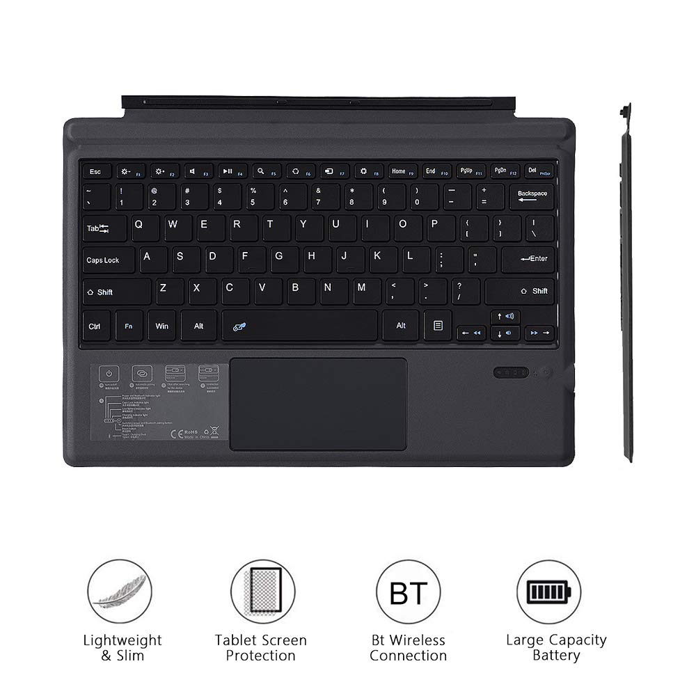 BT wire-less Keyboard Clavier Mince de 12,2 Pouces pour Logiciel Surface Pro3 / 4/5/6 (2017)